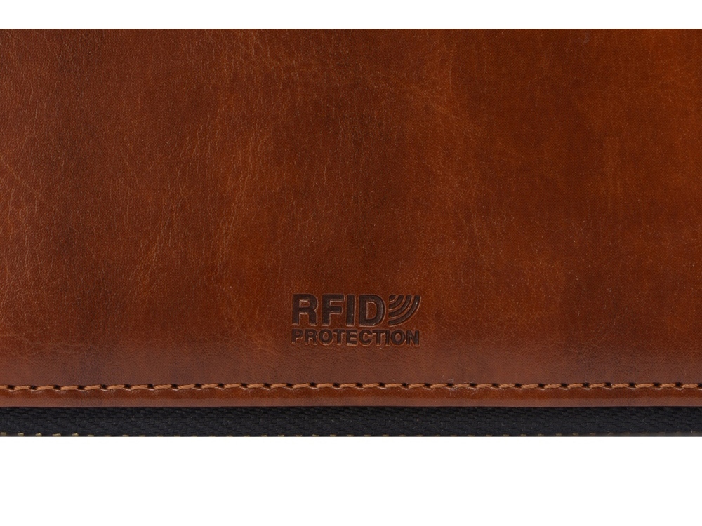 Бизнес-блокнот на молнии А5 Fabrizio с RFID защитой и ручкой, коричневый-9