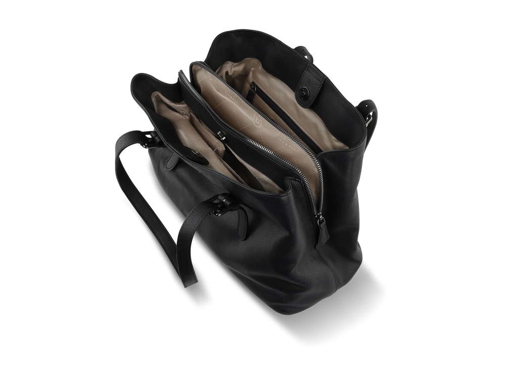 Сумка женская BUGATTI Bella, чёрная, воловья кожа/полиэстер, 33х14х25 см-3