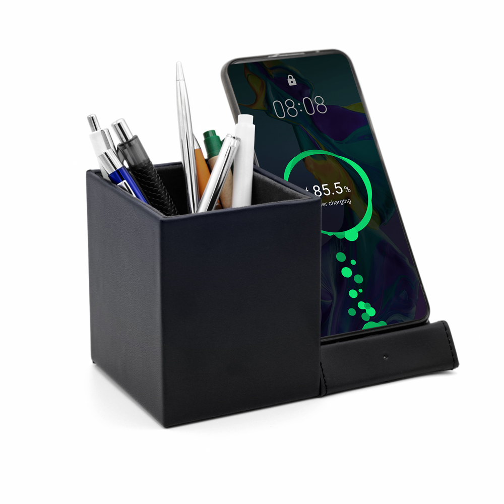 Настольный органайзер Elegans c беспроводной зарядкой, Черный-0