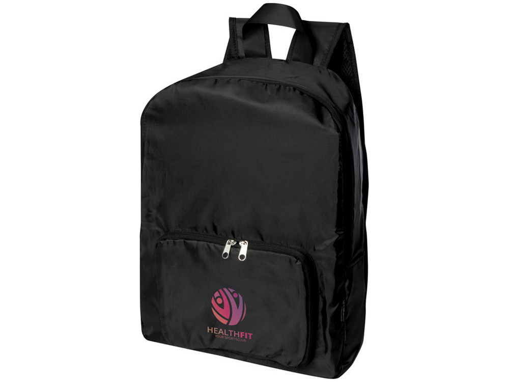 Складной рюкзак EcoFold объемом 15 л из переработанного ПЭТ-пластика - сплошной черный-3