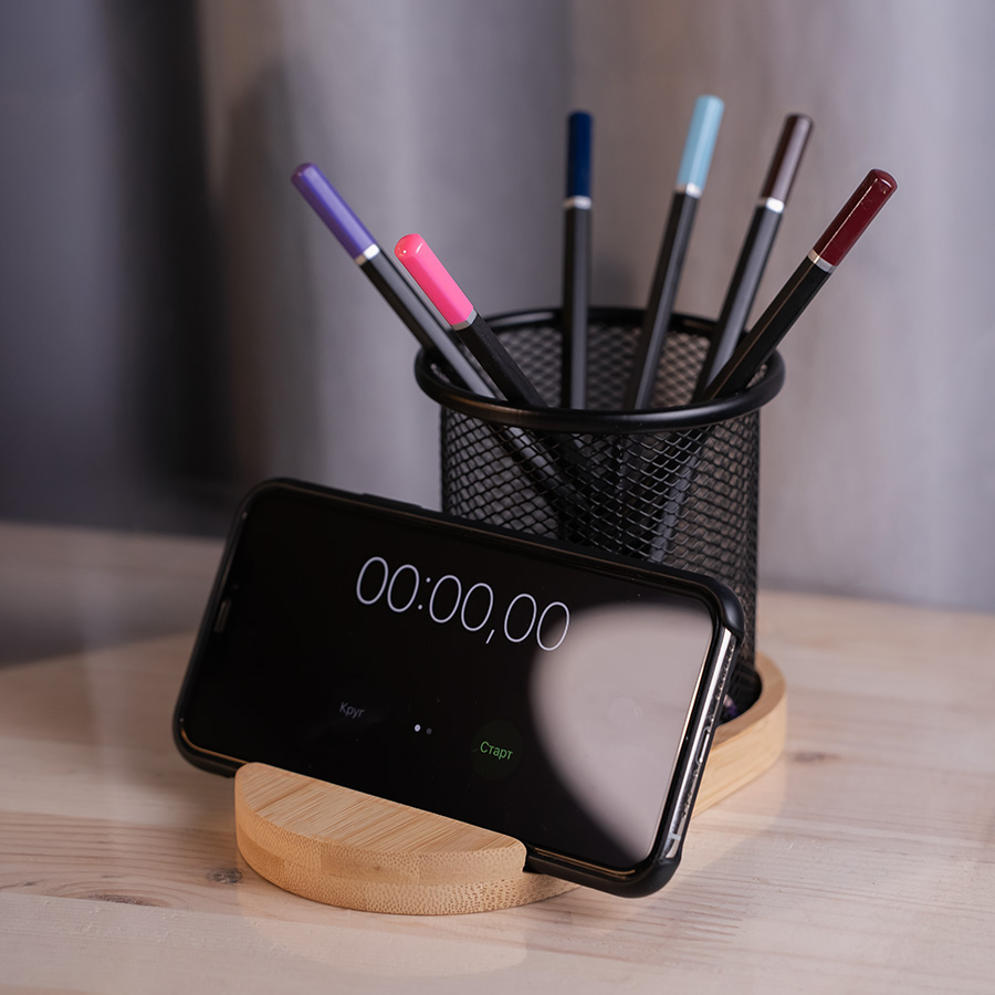 Подставка под телефон SATELLIT, бежевый, черный-4