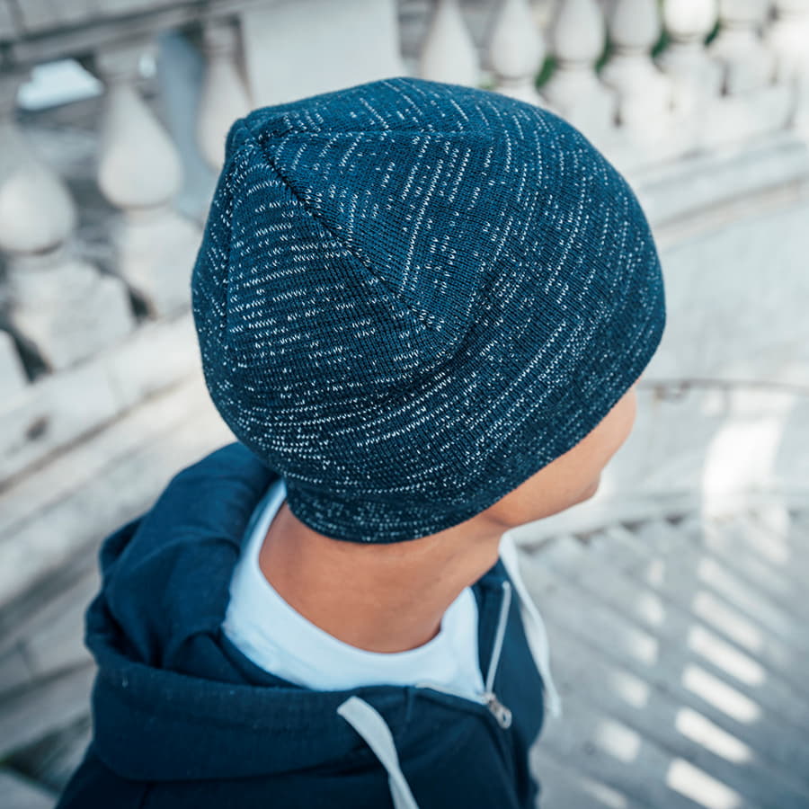 Шапка вязаная SHINE светоотражающая из материала rPET/рециклированного полиэстера, черный-2