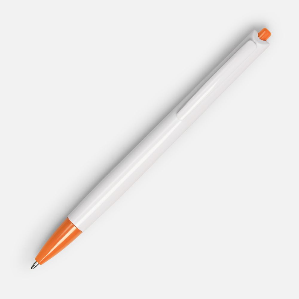 Ручка шариковая Tick, белая с оранжевым-1
