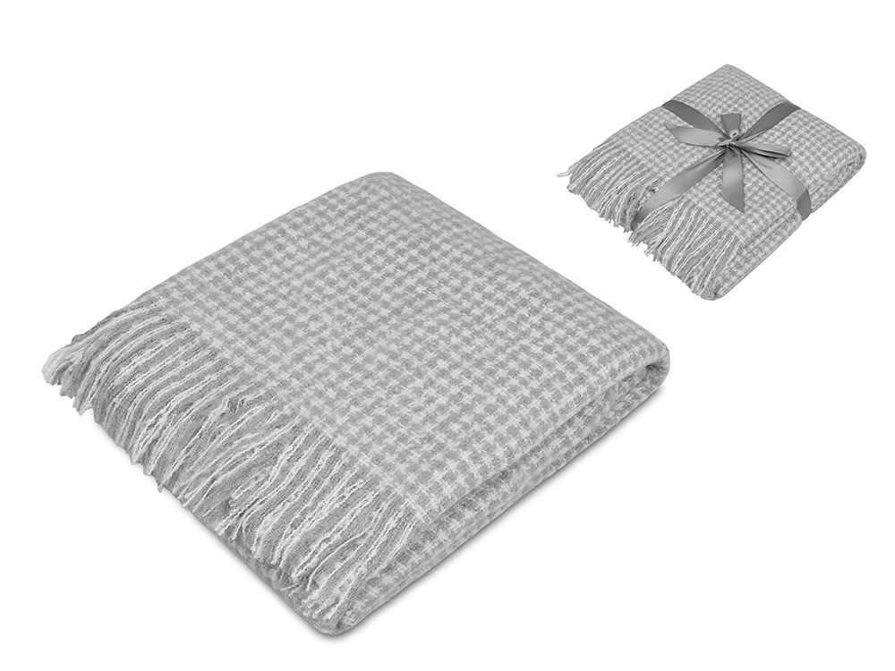 Акриловый плед Harp 130x180 см, белый/холодный серый-0