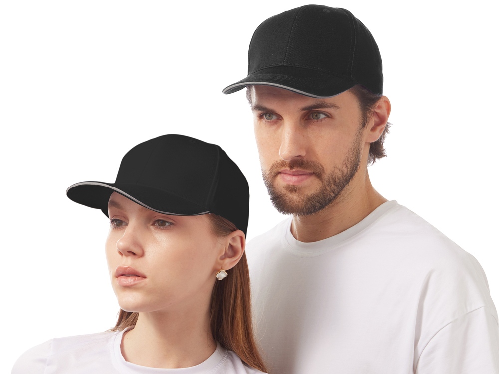 Кепка со светоотражающим кантом, черный-0