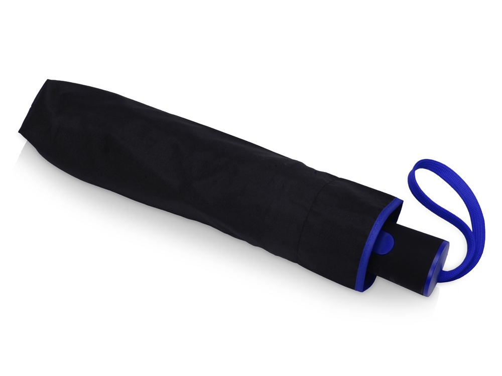 Зонт-полуавтомат складной Motley с цветными спицами, черный/синий-3