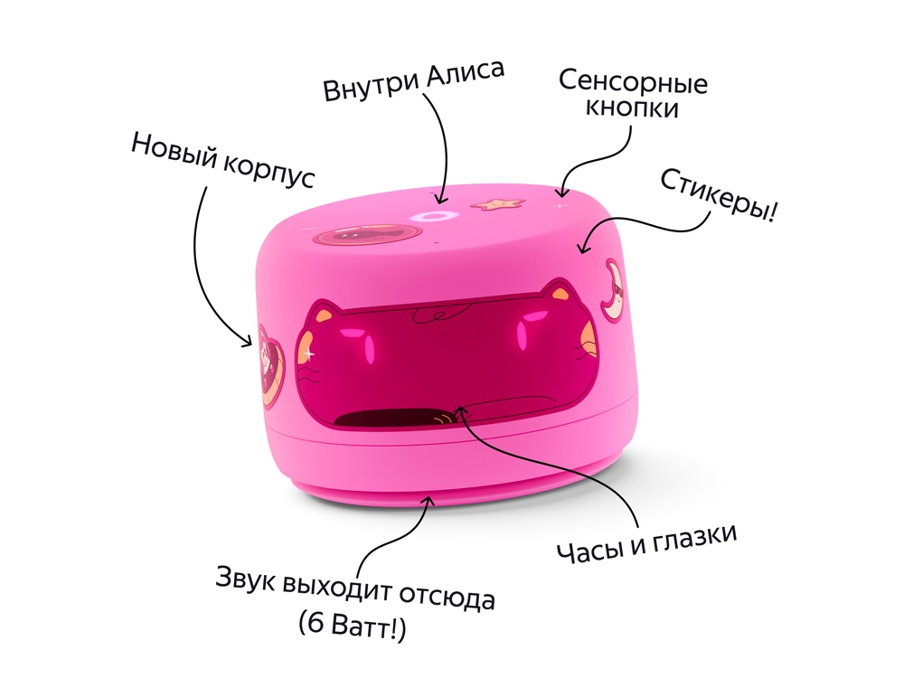 Умная колонка ЯНДЕКС Станция Лайт 2 с Алисой на YaGPT, 6 Вт, цвет: розовый (YNDX-00026PNK)-3