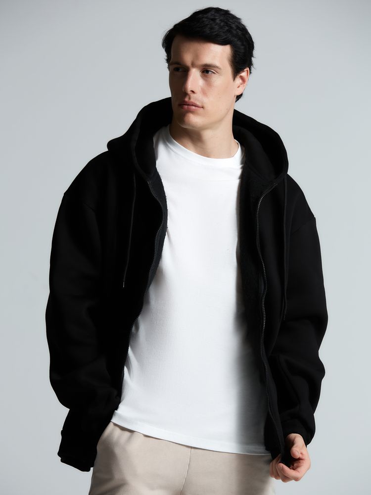 Толстовка унисекс оверсайз Zippy, черная-0