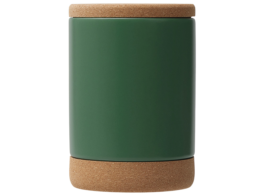 Кружка 450 мл с пробковым дном с крышкой Корк & Бон, глубокий зеленый-3