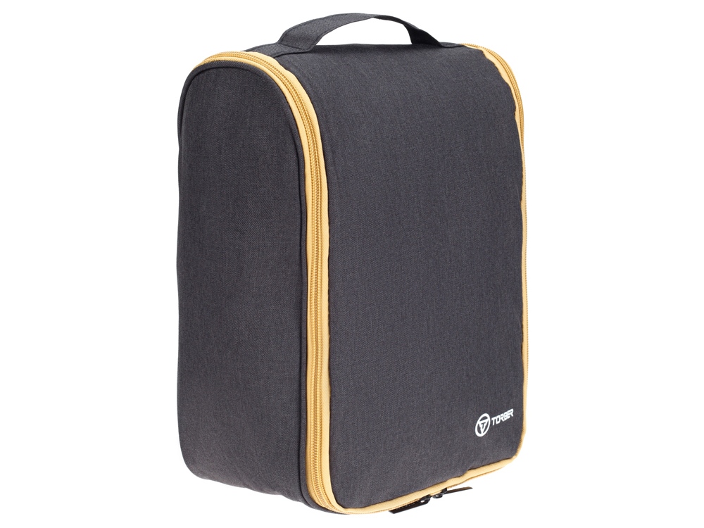 Несессер TORBER, дорожный, чёрный/бежевый, полиэстер 300D, 27 х 22 х 11 см-1