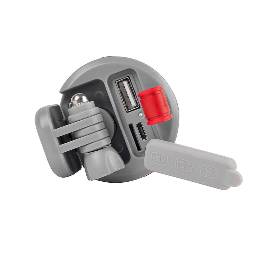 Bluetooth колонка TURBO TUBE с зарядным устройством (2000mAh) и моноподом , красный, серый-7