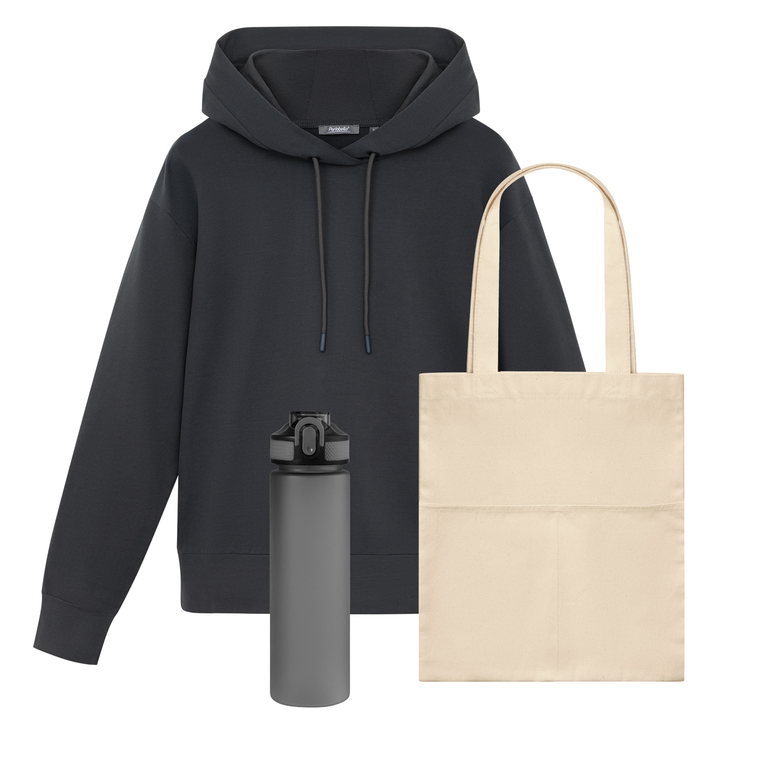 Набор с одеждой Алекс (ALEX) (худи, бутылка, шоппер), серый, XL-0