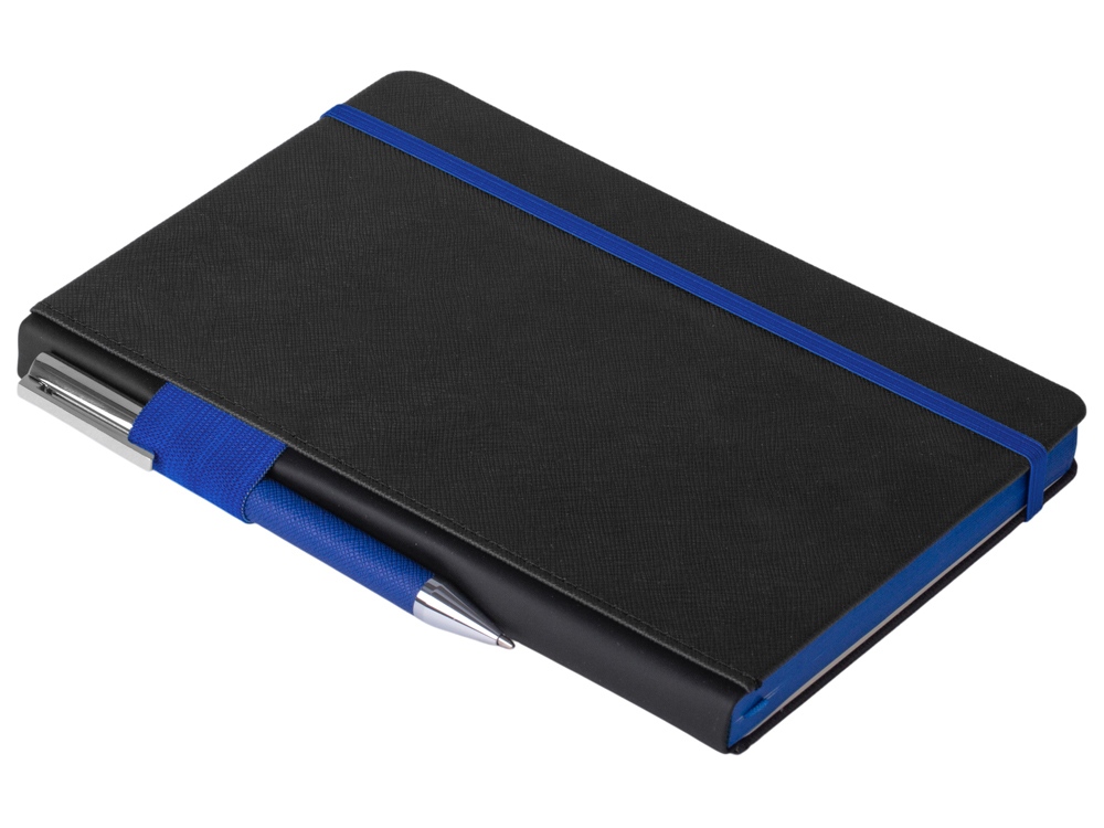 Бизнес блокнот Bossy с цветным срезом, твердая обложка, 128 листов, черный и синий-3