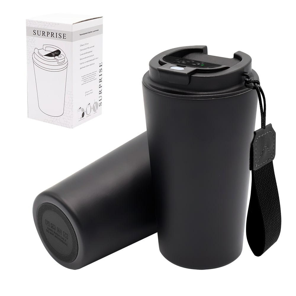 Термокружка Surprise To Go с индикатором, чёрный-1