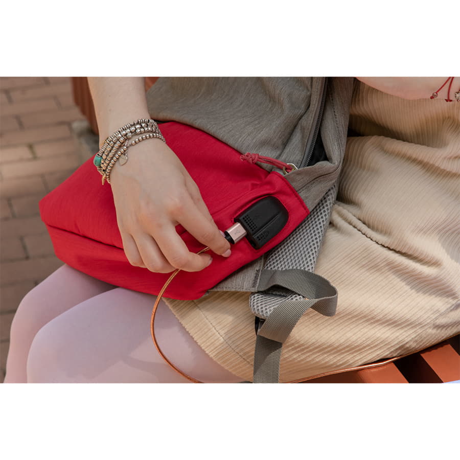 Рюкзак BEAM MINI, серый, малиновый-3