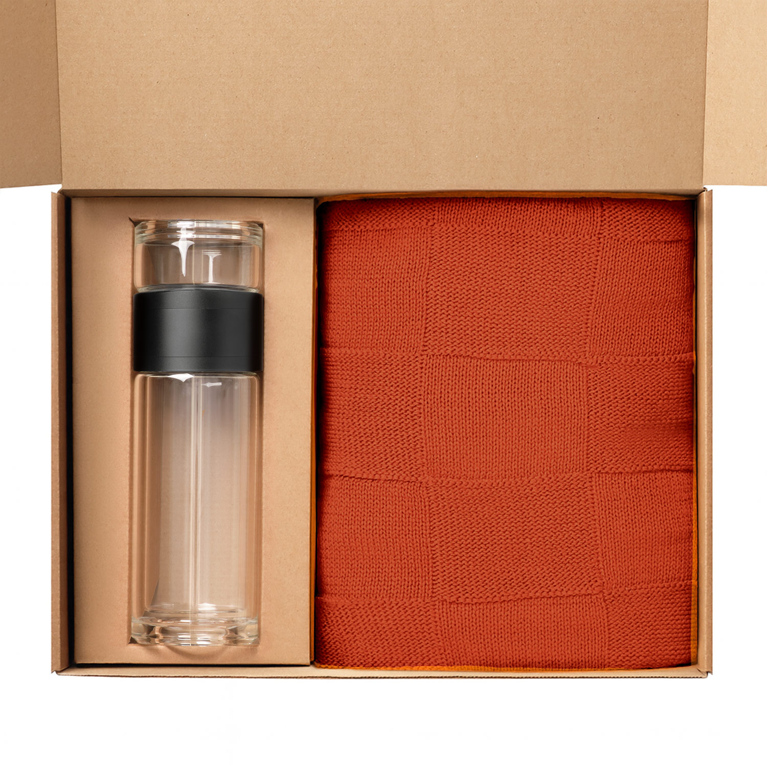 Подарочный набор Терсо (Terso), Селла (Cella), оранжевый (плед, термобутылка)-1