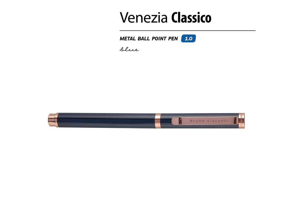 Ручка металлическая шариковая Venezia Classico, синий-1