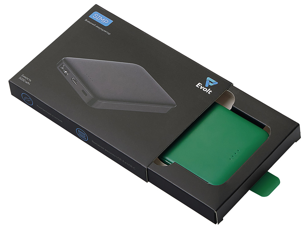 Внешний аккумулятор Simp, 5000 мАч, зеленый-8