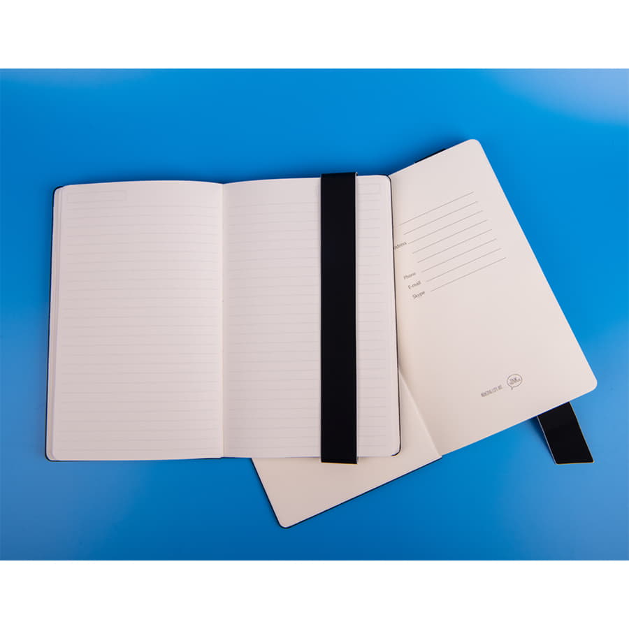 Бизнес-блокнот UNI, A5, бело-темно-серый, мягкая обложка, в линейку, черное ляссе, белый, темно-серый-4