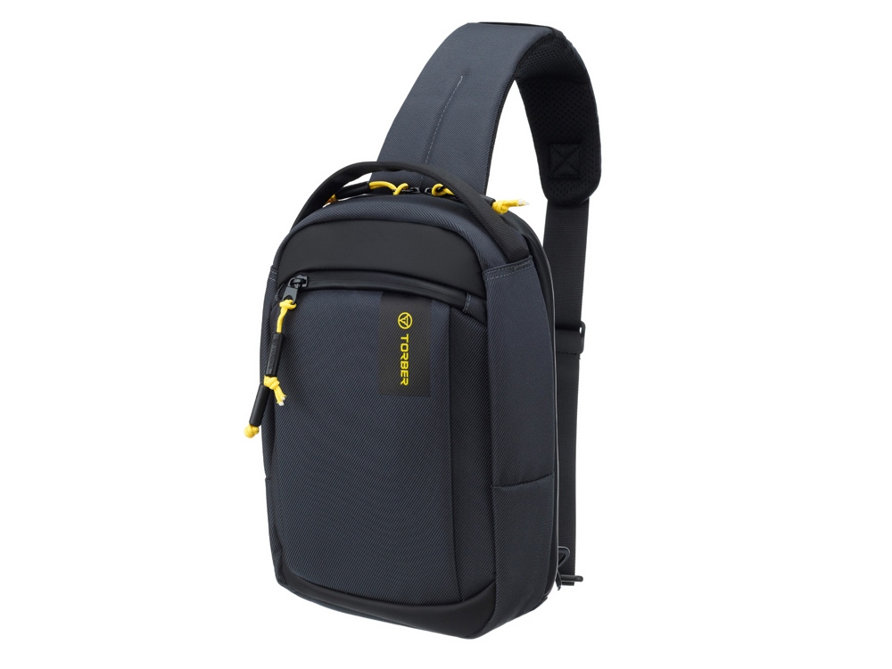 Рюкзак TORBER VOYAGE на одно плечо, серый, полиэстер 900D, 20х10х30 см, 5 л-1