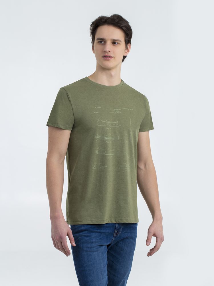 Футболка приталенная Old Patents. Knife, меланж хаки-1