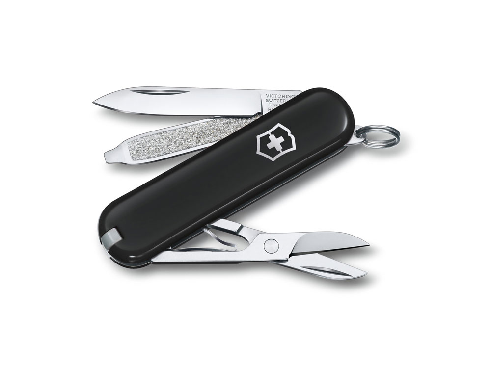 Нож-брелок VICTORINOX Classic SD Colors Dark Illusion, 58 мм, 7 функций, чёрный-0