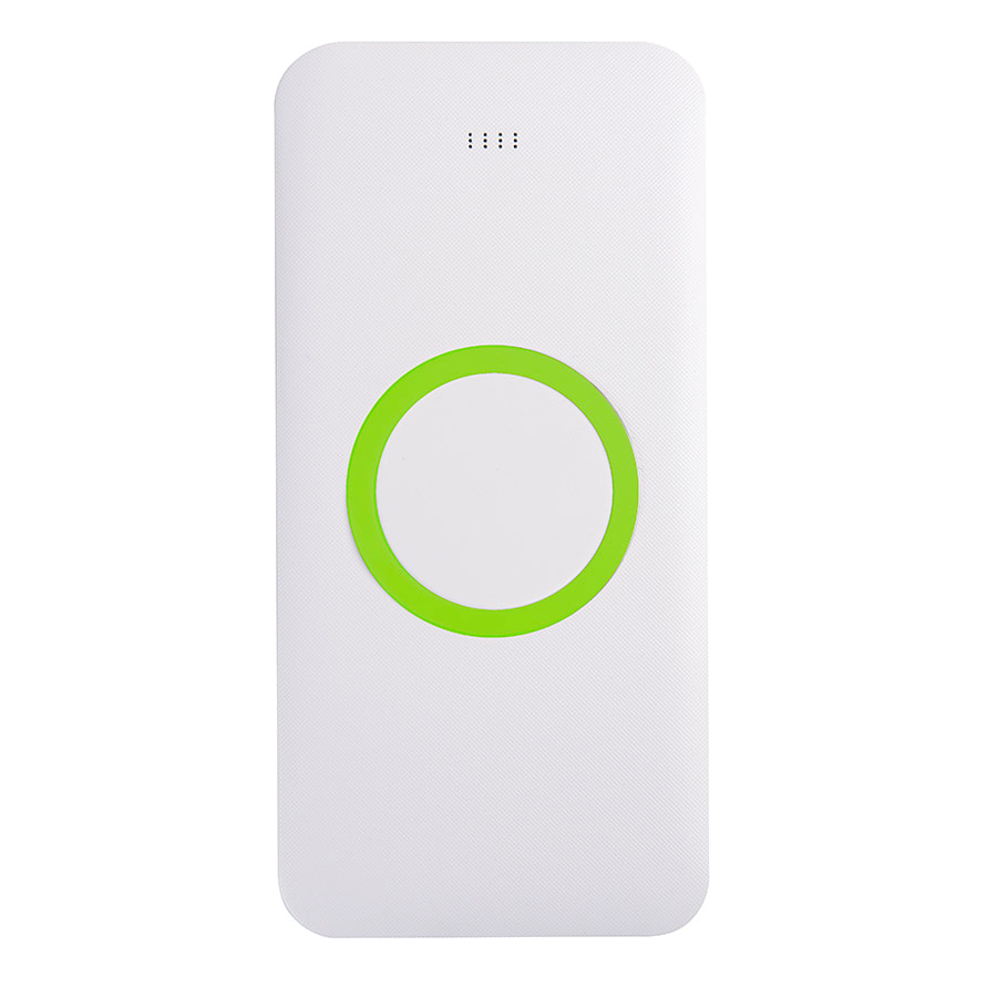 Универсальный аккумулятор с функцией беспроводной зарядки SATURN,белый со светло-зеленым,15х, белый, зеленое яблоко-0