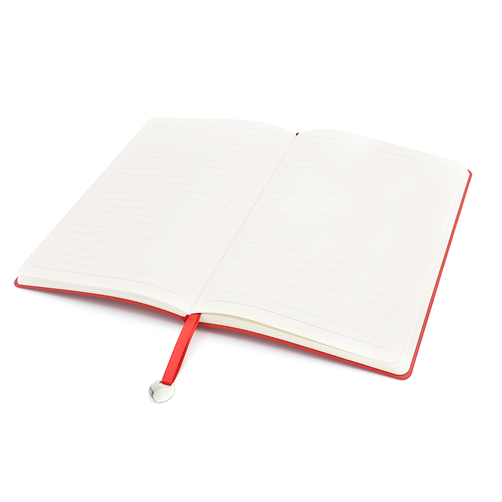 Блокнот A5 Officer в мягком переплёте с металлической биркой, Красный-2