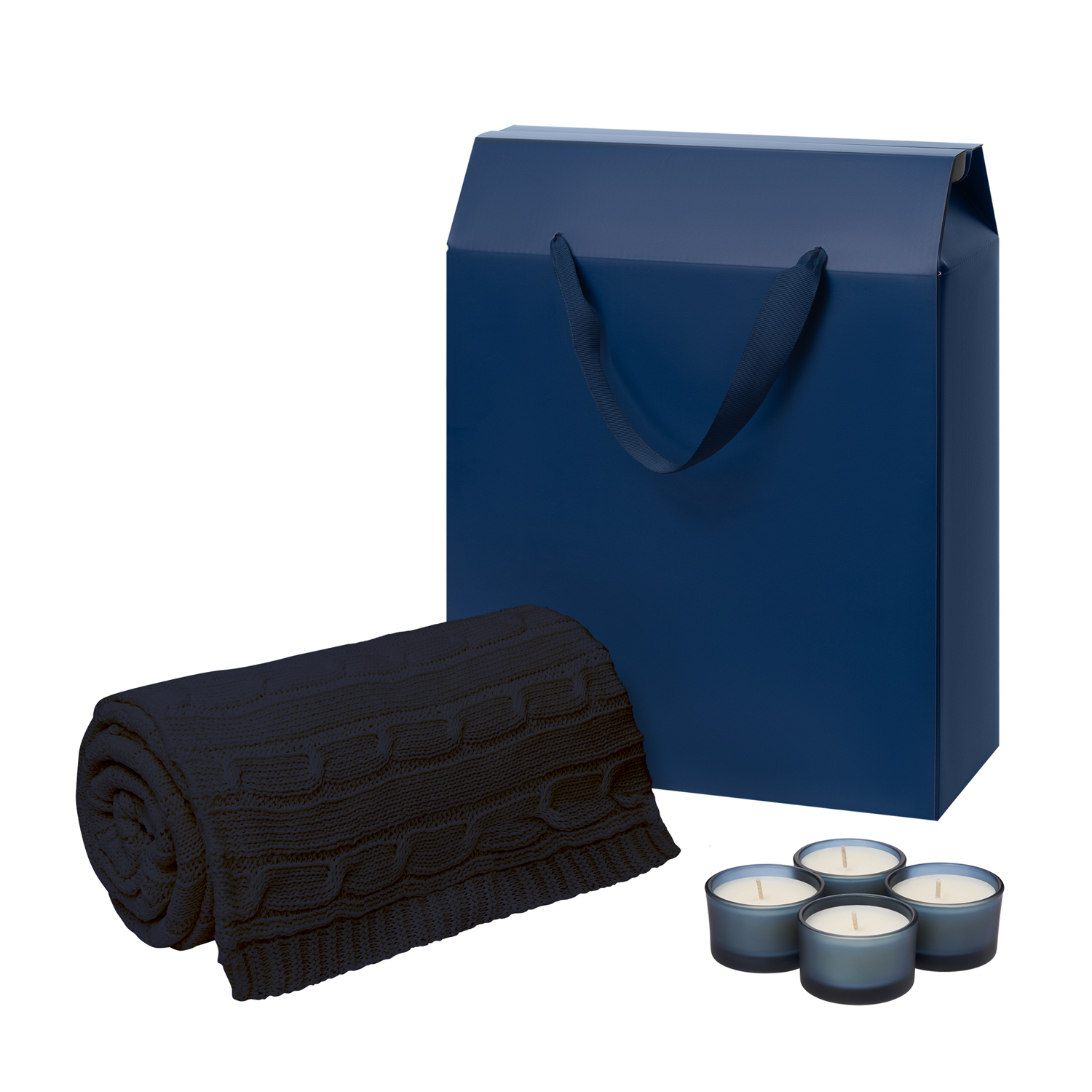 Подарочный набор Sento, Fado, синий (свечи, плед)-0
