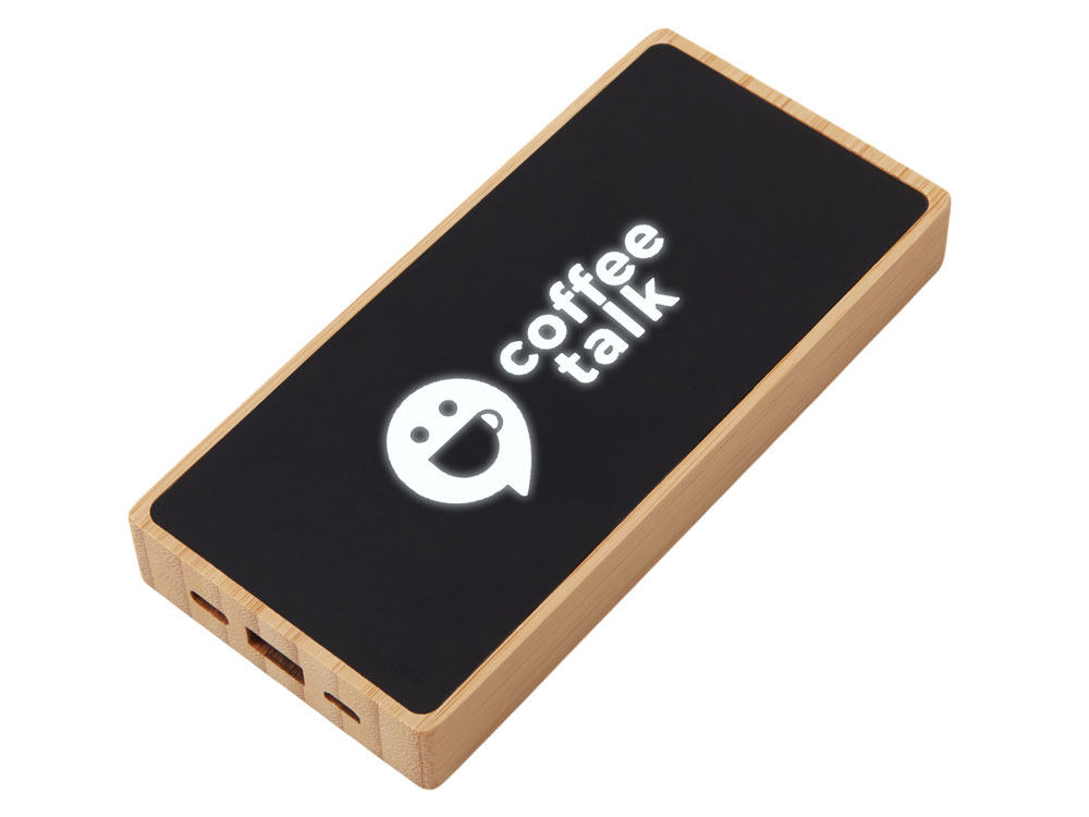 Внешний аккумулятор с подсветкой лого и солнечной панелью Reedia S1, 10000 mAh, бамбук, черный-0