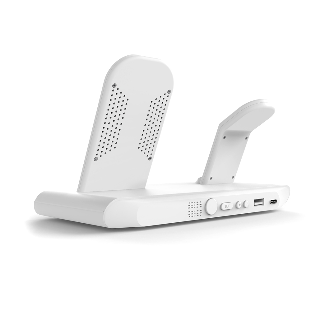 Часы электронные Abbatt мультифункциональные с беспроводной зарядкой, Белый-3