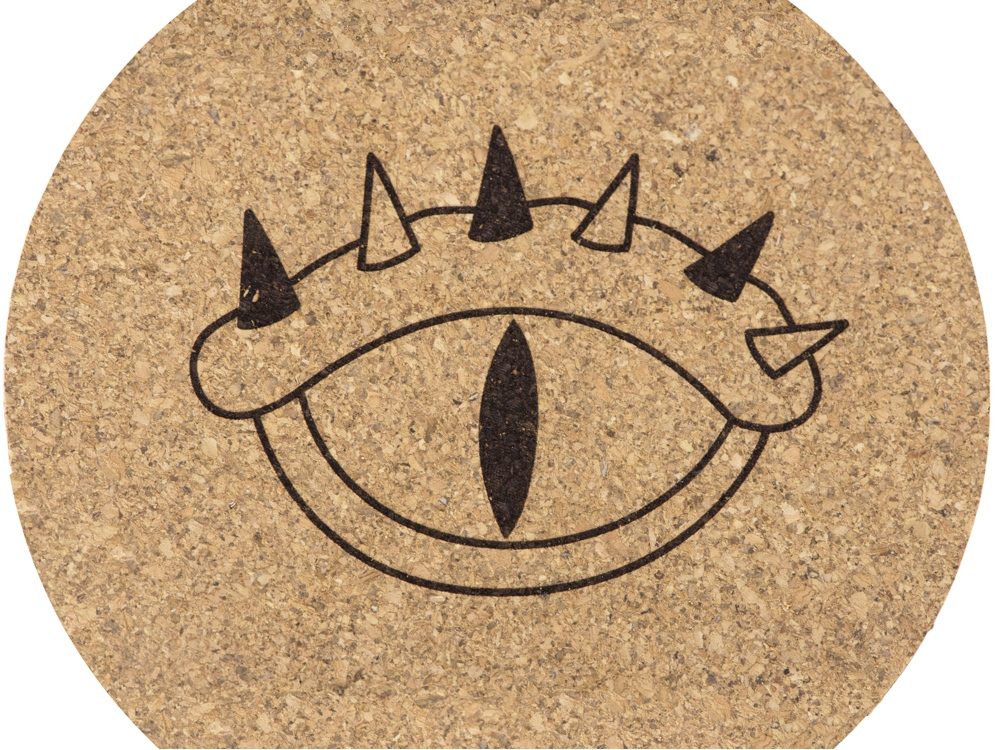 Набор костеров из пробки на подставке из пробки Krock (гравировка)-1