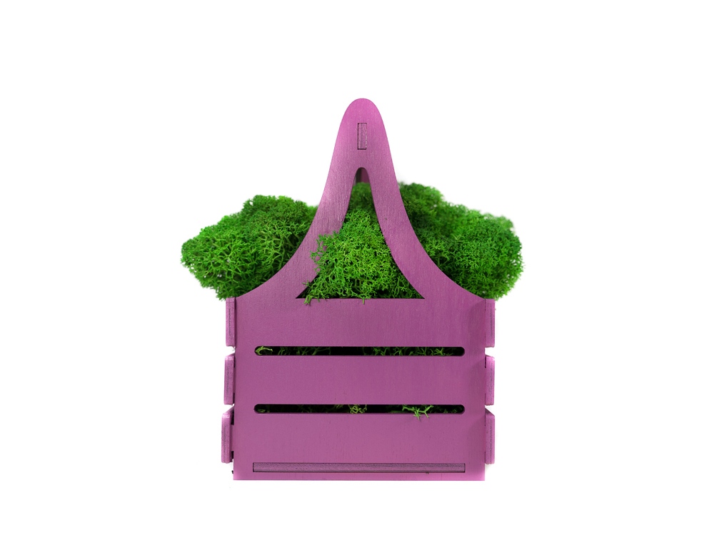 Композиция Корзинка со мхом, фиолетовый-1