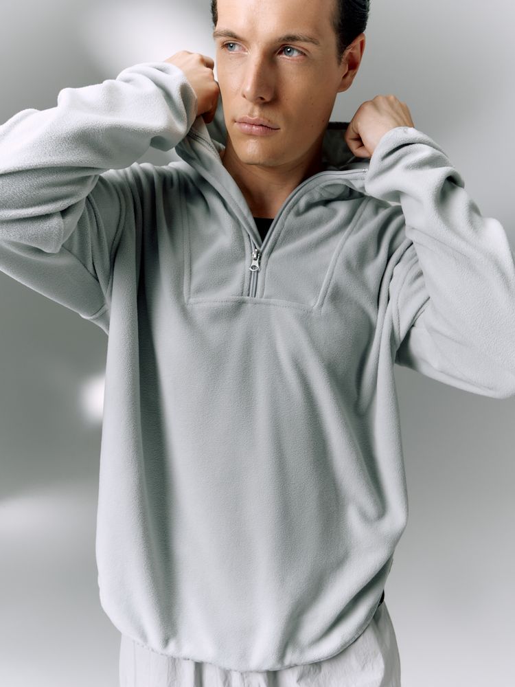 Анорак флисовый унисекс Fliska, светло-серый-4