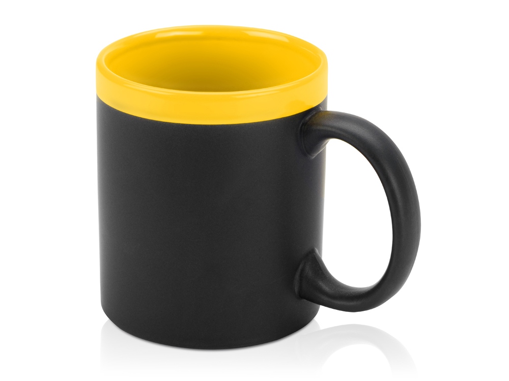 Кружка с покрытием для рисования мелом Да Винчи, черный/желтый-0