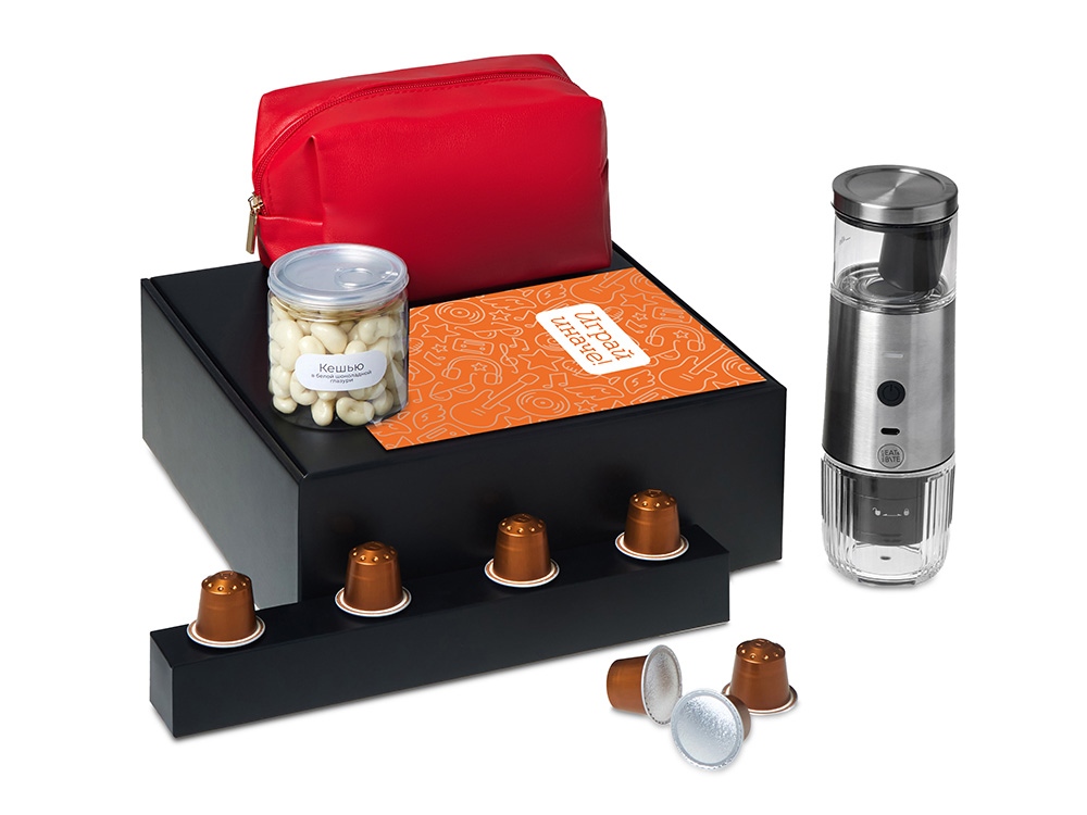 Подарочный набор Re:y. Boost с кофемашиной, капсулами и косметичкой-1