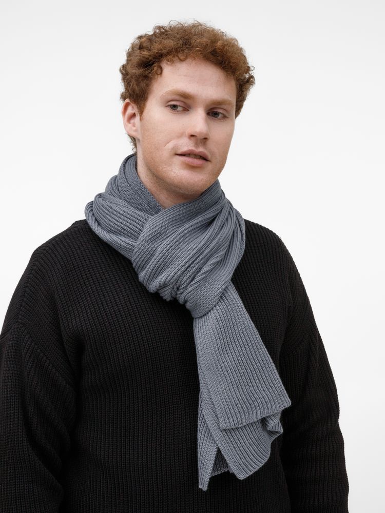 Шарф Nobilis Mono, серый (стальной)-6