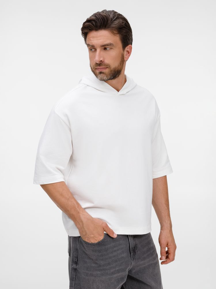 Футболка оверсайз унисекс с капюшоном Neofit, молочно-белая-8