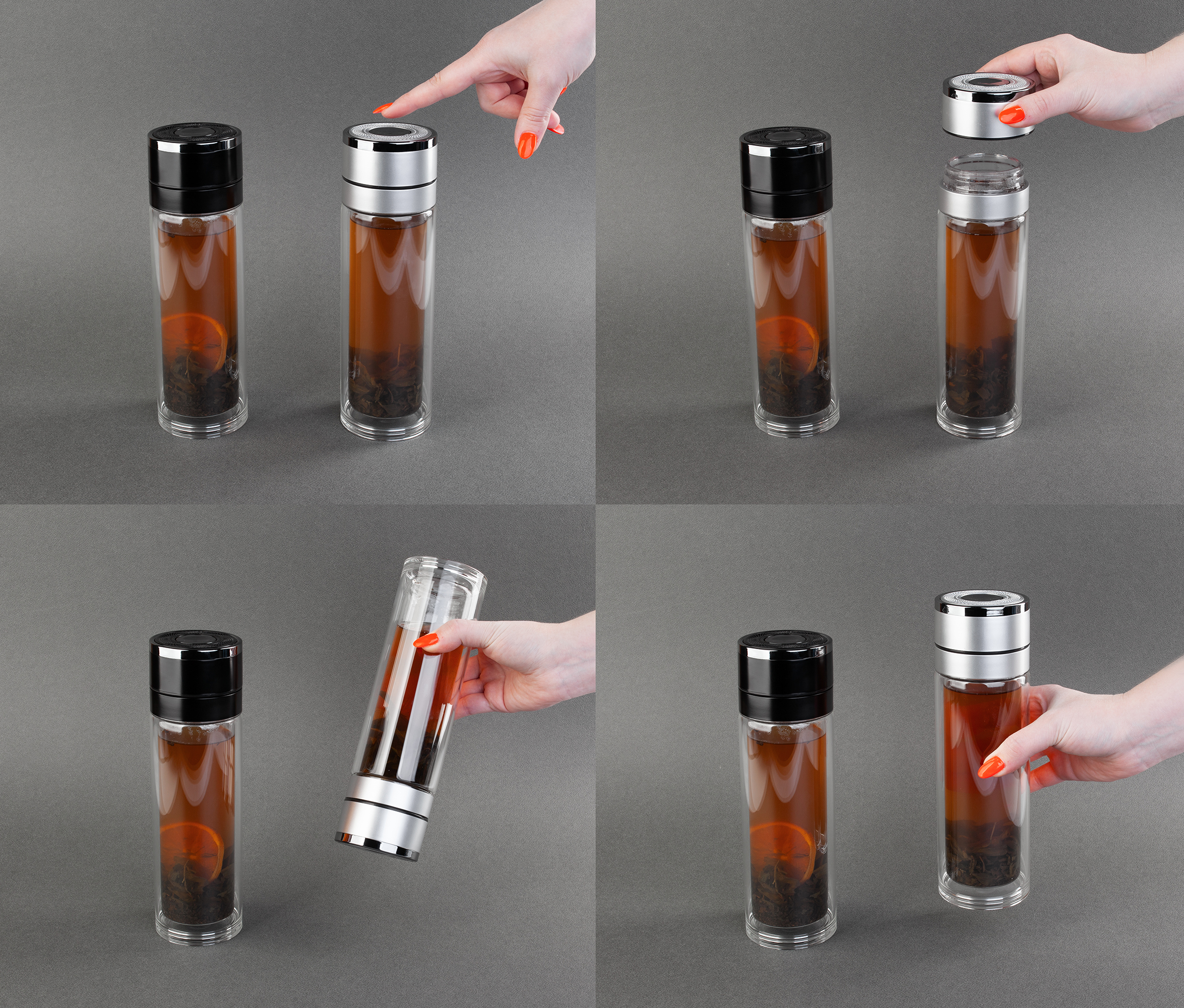 Заварочный термос "Press" 400 мл, серебристый-4