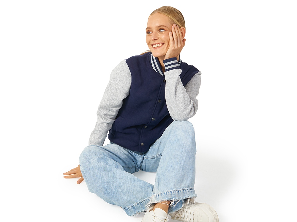 Бомбер Oxford, темно-синий/серый меланж, унисекс-3