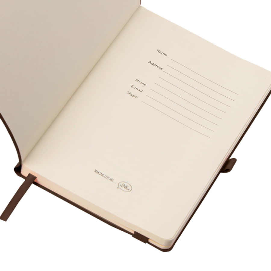 Бизнес-блокнот GRACY на резинке, формат А5, в линейку, темно-коричневый-4