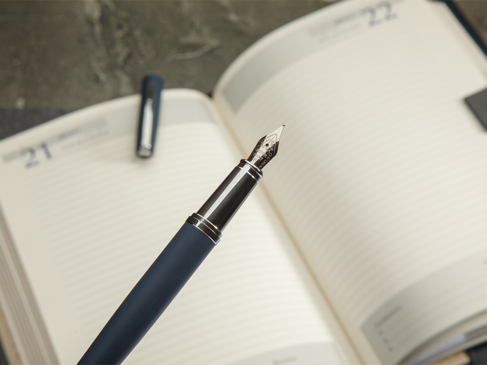 Ручка металлическая перьевая Sienna софт-тач, синий-5