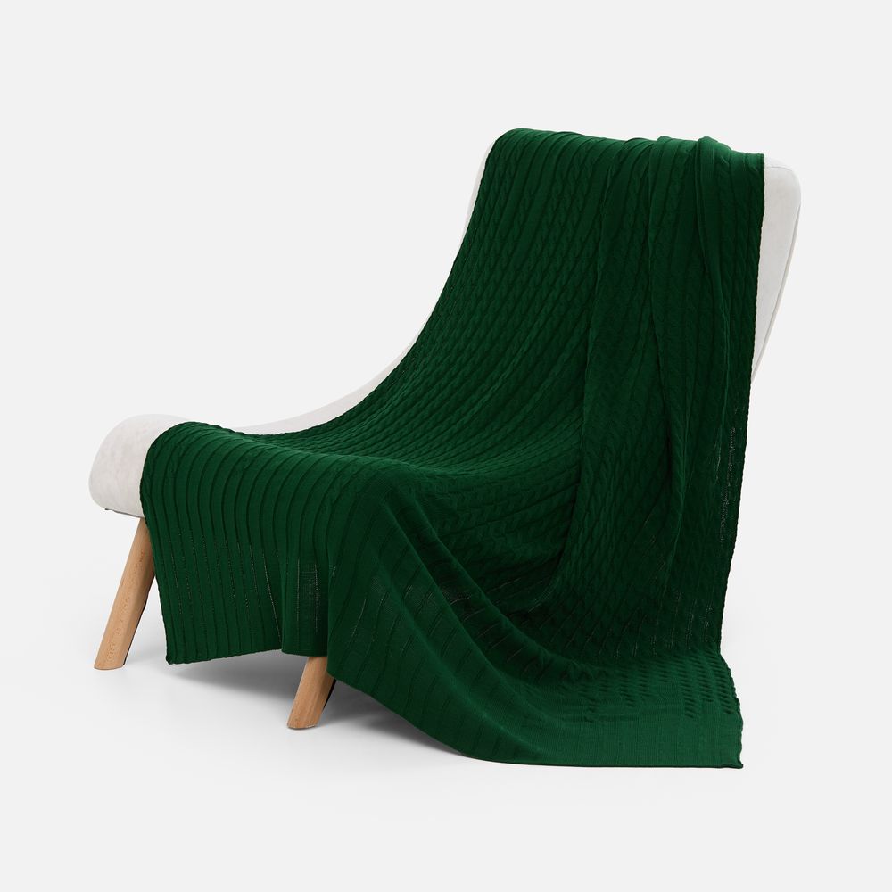 Плед Tressa, темно-зеленый-1