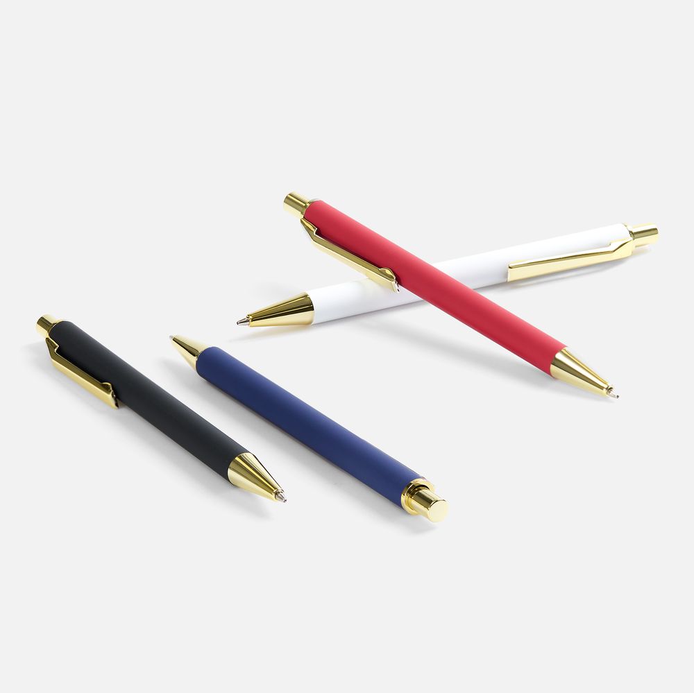 Ручка шариковая Lobby Soft Touch Gold, белая-2