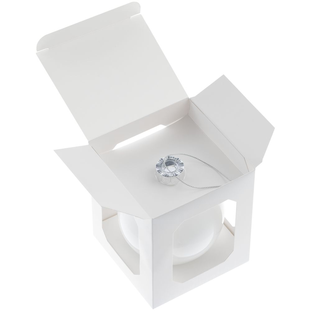 Елочный шар Finery Gloss, 10 см, глянцевый белый-2