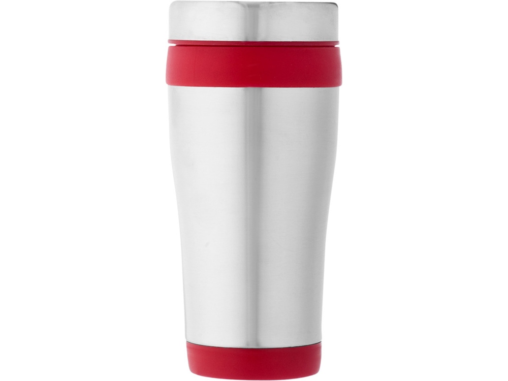 Термостакан Elwood из переработанной нержавеющей стали, 410 мл - Серебристый/Красный-1