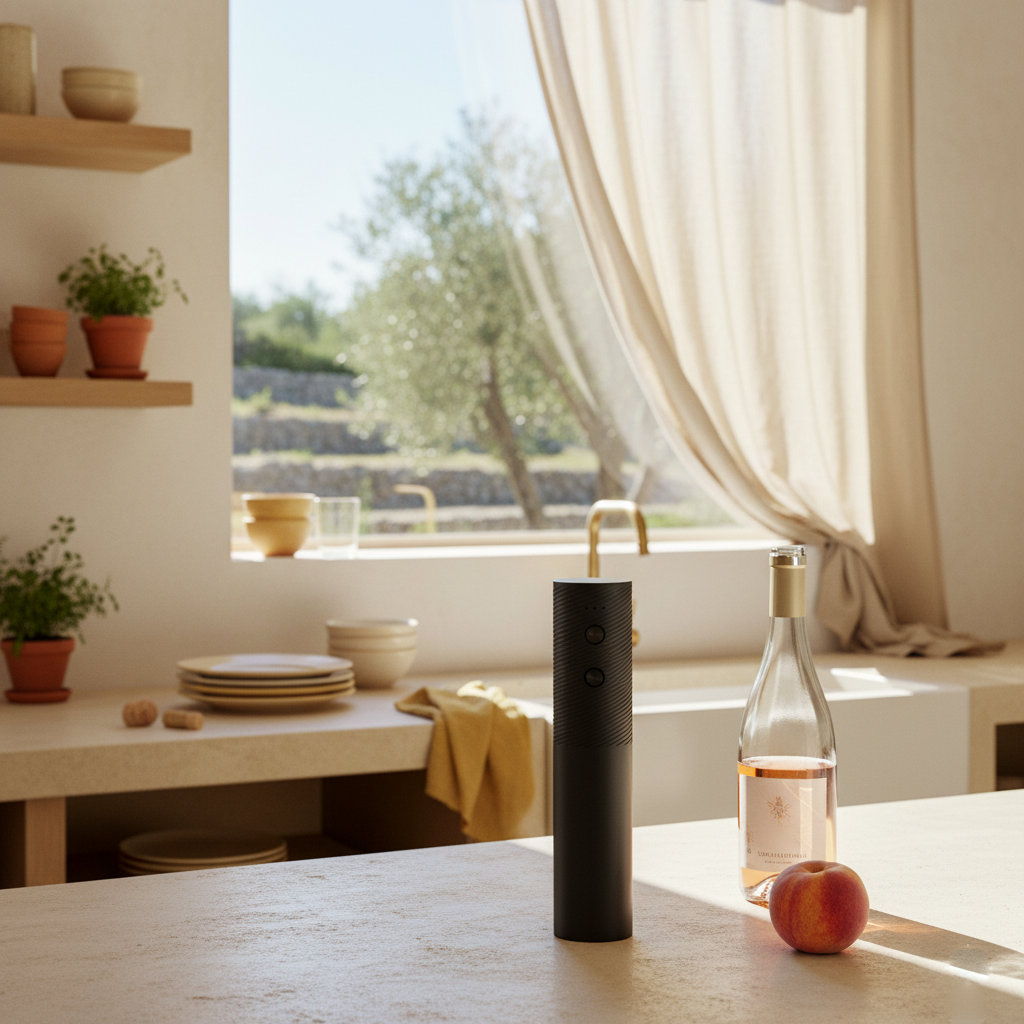 Винный электрический штопор Corknroll со встроенным аккумулятором, Чёрный-3