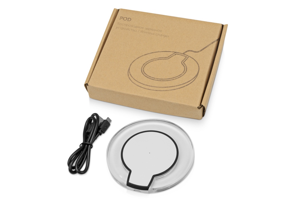 Беспроводная зарядка Pod со светодиодной подсветкой, белый-3