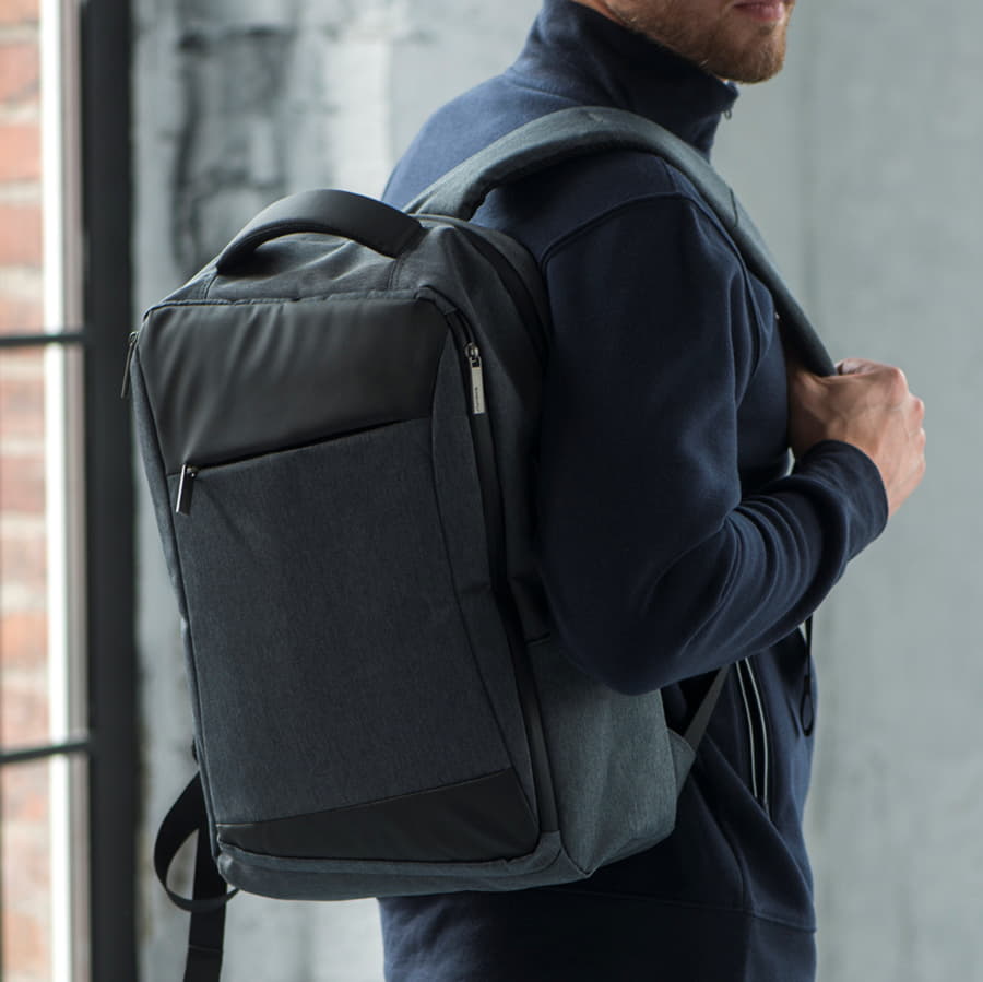 Рюкзак LEIF c RFID защитой, темно-серый, черный-1