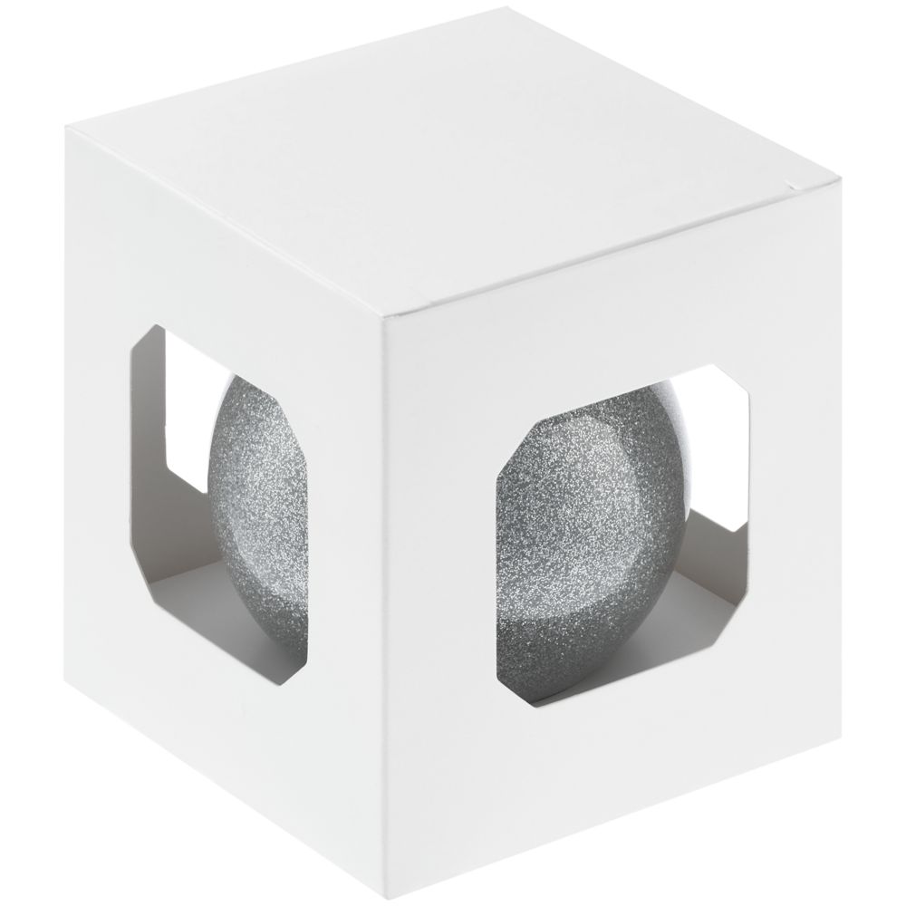 Елочный шар Finery Shine, 8 см, глянцевый серебристый с глиттером-2